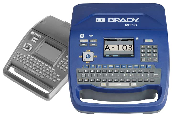 Een Brady M710-printer voor een grijze BMP71-printer.
