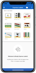 Een screenshot van Express Labels op een smartphone