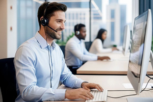 Ondersteuningsmedewerker scant bestelwagen